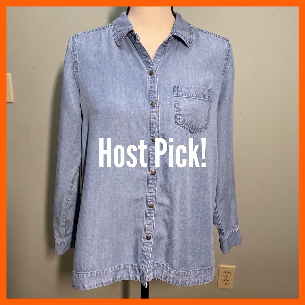 J. Jill Tencel/Lyocell Chambray Long Sleeve Top